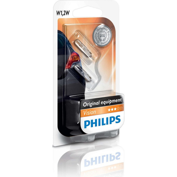 

Автолампа накаливания Philips W1,2W,Vision 2шт/блистер (12516B2)