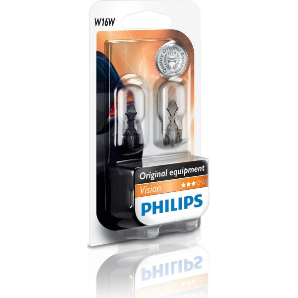 

Автолампа накаливания Philips W16W, 2шт/блистер (12067B2)