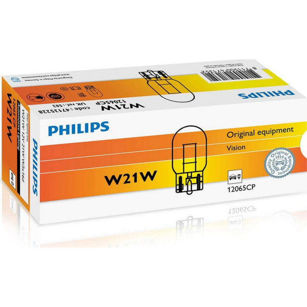 

Автолампа накаливания Philips W21W, 10шт/картон (12065CP)
