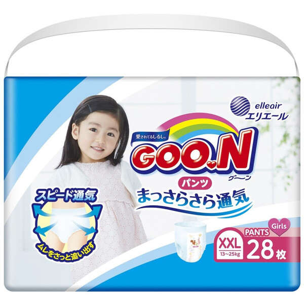 

Трусики-подгузники GOO.N для девочек 13-25 кг (размер BigBig (XXL), 28 шт) (853885)