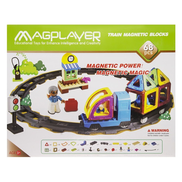 

Конструктор Magplayer магнитный набор 68 эл. MPK-68
