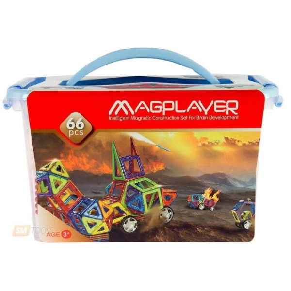 

Конструктор Magplayer магнитный набор 66 эл. MPT-66