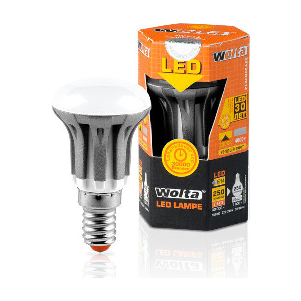 

Лампа светодиодная Wolta рефлектор 3Вт E14, теплый (30Y39R3E14)