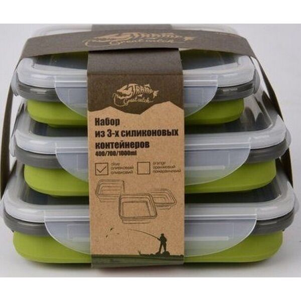 

Набор из 3х контейнеров Tramp силиконовых (400/700/1000ml) (TRC-089-olive)