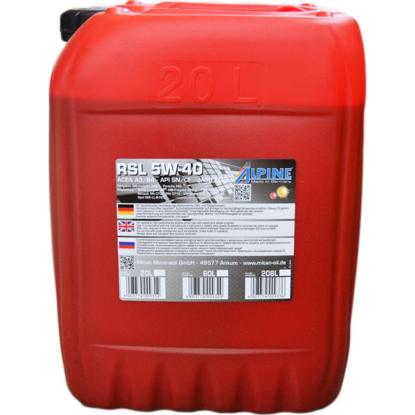 

Alpine RSL 5W-40 20 л