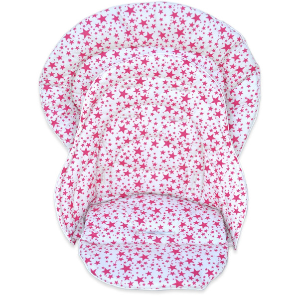 

Набор чехлов к стульчику для кормления Chicco Polly Magic 3 в 1 малиновые звезды на молочном фоне