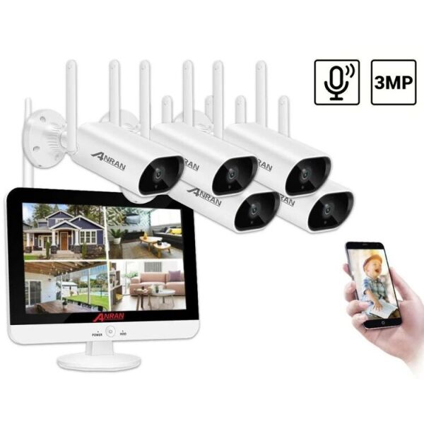 

Комплект видеонаблюдения на 5 камер Anran Wi-Fi 3MP c 13" LCD монитором ARCCTV
