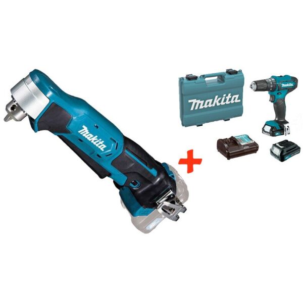 

Аккумуляторная угловая дрель Makita DA332DZ + акк шуруповерт HP333DWYE + 2 акб 12 V 1.5 Ah + з/у + кейс