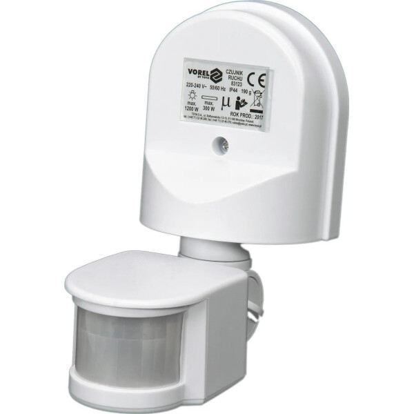 

Датчик движения, 180°, расстояние макс. 12м, IP44, макс. нагрузка 1200Вт
