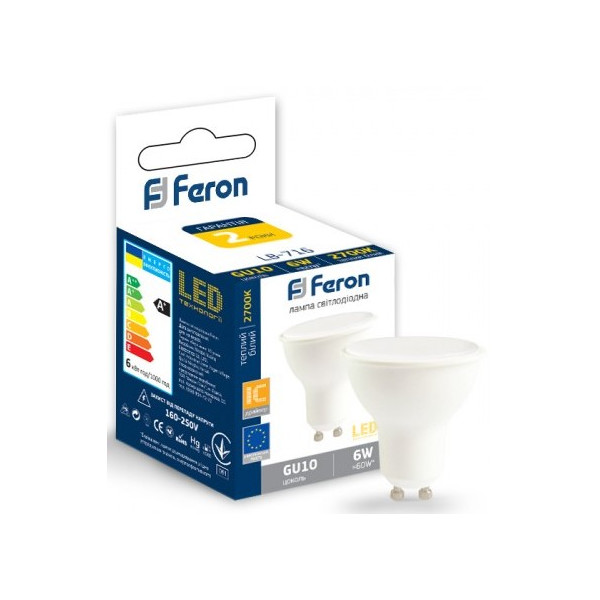 

Лампа светодиодная Feron LB-716 6W GU10 2700K (25745)