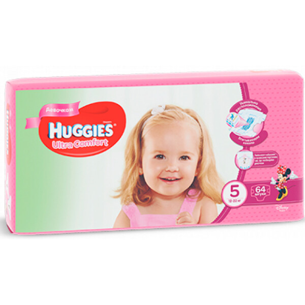 

Подгузники Huggies Ultra Comfort 5 Giga (12-25 кг) для девочек, 64 шт