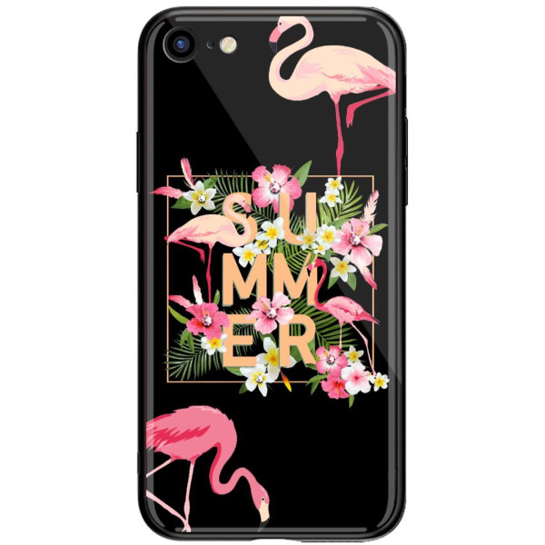 

Kingxbar iPhone 7/8 / SE2 Glass / TPU / PC с камнями Фламинго черн