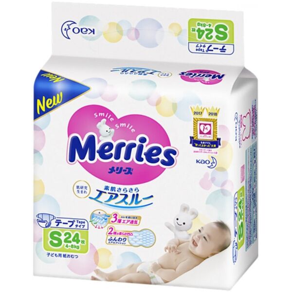 

Подгузники Merries для детей S 4-8 кг 24 шт (4901301509062)