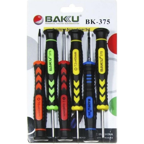 

Набор отверток BAKKU BK-375 (T2, T3, T4, T5, T6, +2.0), Blister-box