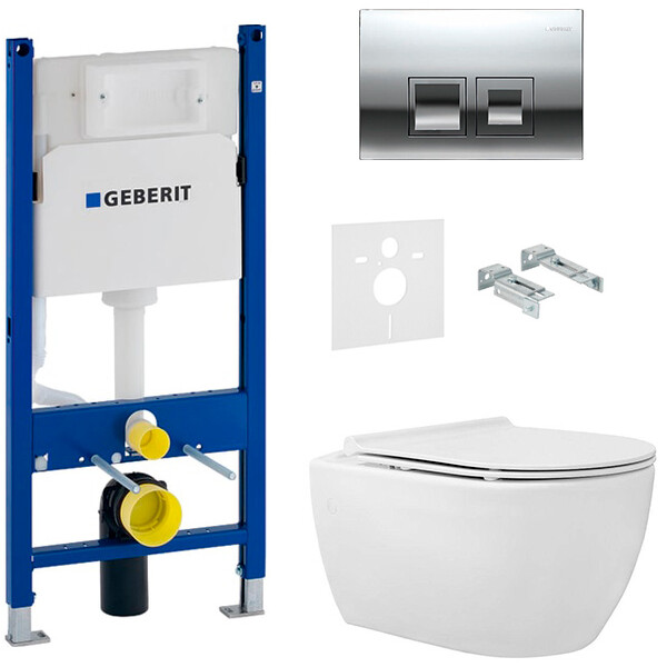 

Инсталляция GEBERIT Duofix 458.126.00.1 с унитазом City АР0002764 Rimless Soft Close 9SC1061S01 + панель смыва "Delta 50" 115.135.21.1, ОР0002689