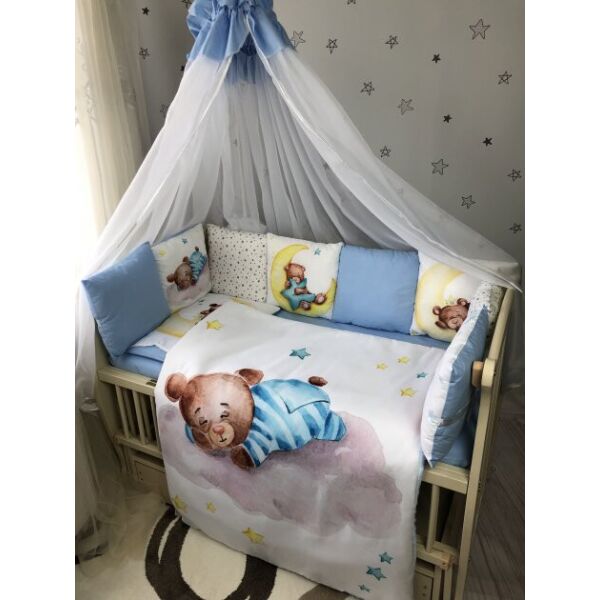 

Комплект постельного белья Baby Comfort Premium 8 элементов Мишка голубой