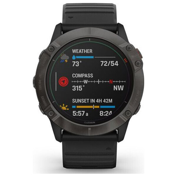

Garmin FENIX 6X PRO SOLAR EDITIONS TITANIUM CARBON GRAY DLC WITH Black BAND (010-02157-20/21)