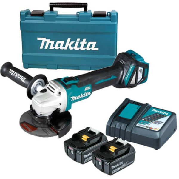 

Аккумуляторная угловая бесщеточная шлифмашина Makita DGA511RTE + 2 акб 18 V 5 Ah + ЗУ DC18RC + кейс болгарка шлифмашинка УШМ (18В,125мм) (4003)