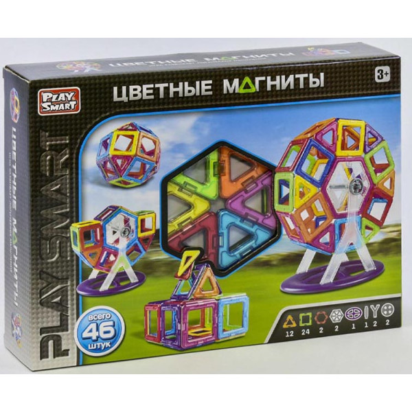 

Конструктор магнитный Play Smart Цветные магниты (2430)