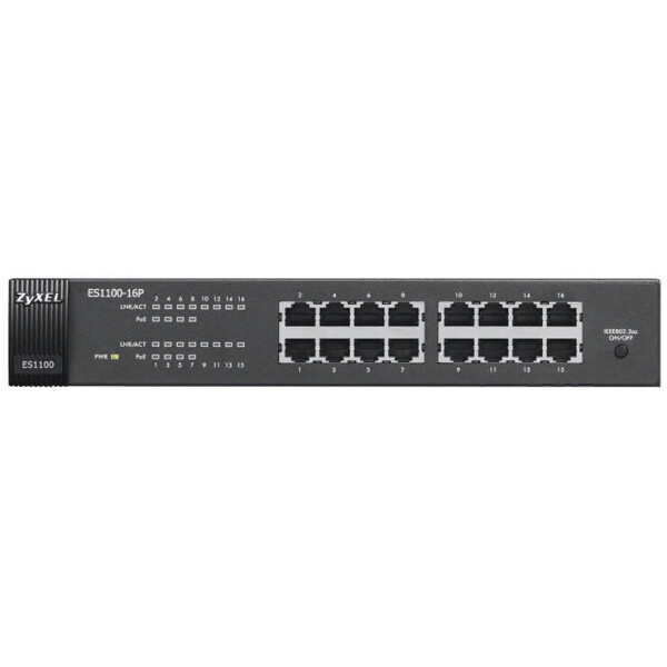 

Коммутатор ZYXEL ES1100-16P (8xFE, 8хFE PoE, 140W max)