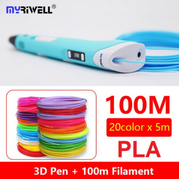 

3D-ручка MYRIWELL RP-100B Blue + 100m (20 цветов) PLA пластика