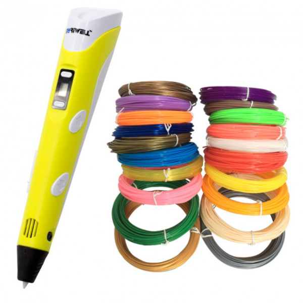 

3D-ручка MYRIWELL RP-100B Yellow + 100m (20 цветов) PLA пластика