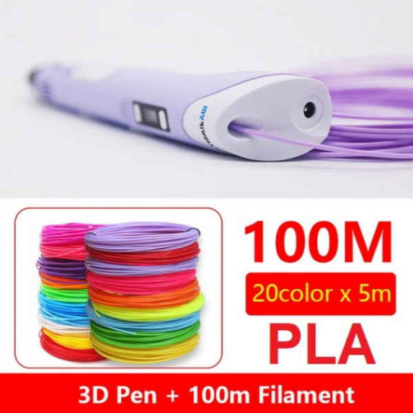 

3D-ручка MYRIWELL RP-100B Purple + 100m (20 цветов) PLA пластика