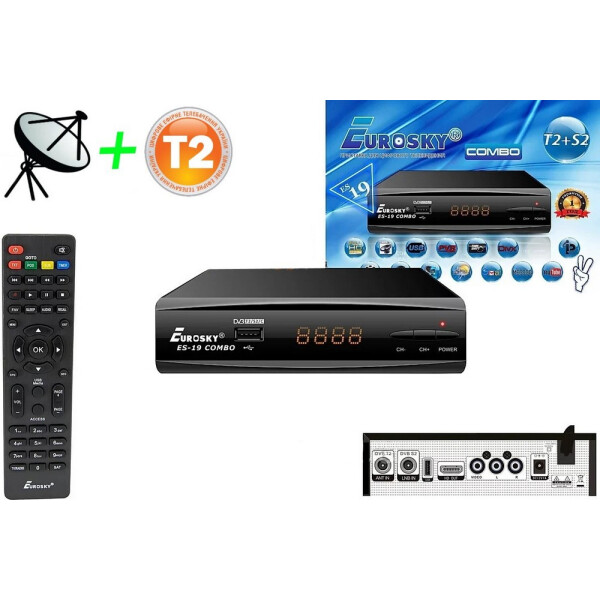 

Тюнер Спутник ТВ+Т2 Цифровое ТВ Eurosky ES-19 Combo комбинированный DVB-S2/T2