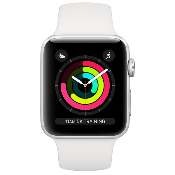 

Смарт-часы Apple Watch Series 3 42mm Silver Aluminium Case with White Sport Band (MTF22)
