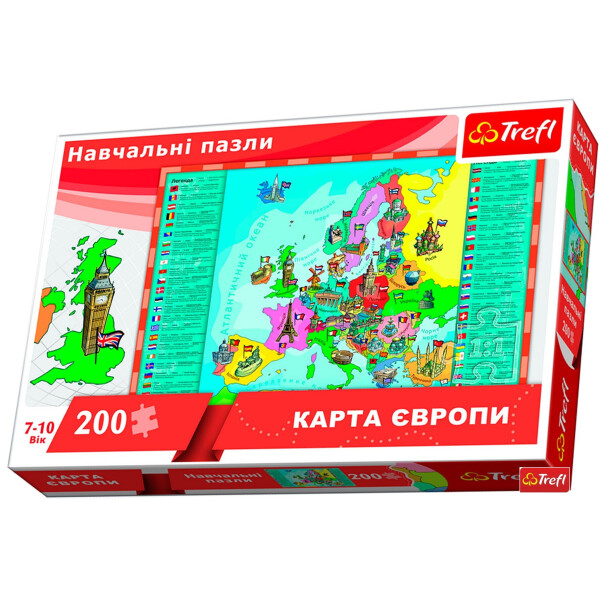 

Учебный Пазл Trefl Карта Европы, 200 элементов (15530)