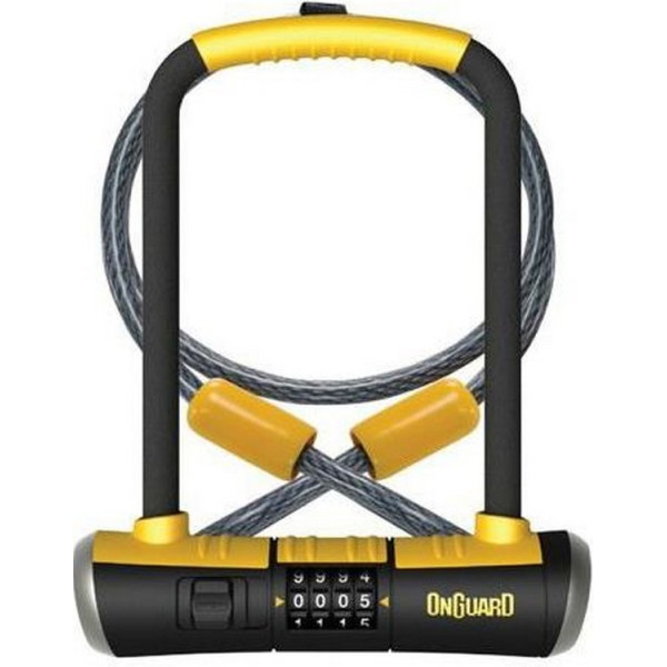 

U-образный ONGUARD BULLDOG COMBO DT размер скобы 115 x 230мм, толщина 13мм + кабель 120см х 10мм, поворотное крепление на раму, кодовый (LCK-33-12)