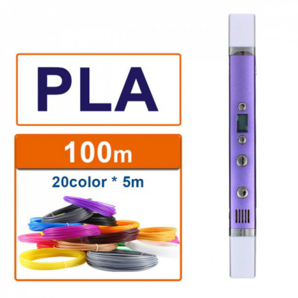 

3D-ручка MYRIWELL RP-100C Purple (ABC, PLA, PCL) + 100m (20 цветов) PLA пластика