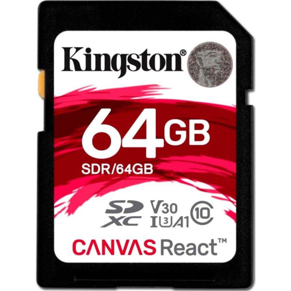 

Kingston 64 GB SDXC class 10 UHS-I U3 Canvas React SDR/64GB