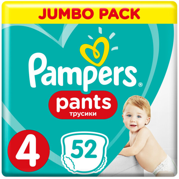 

Подгузники - трусики Pampers Pants размер 4 (Maxi) 9-15 кг, 52 шт (4015400672869)