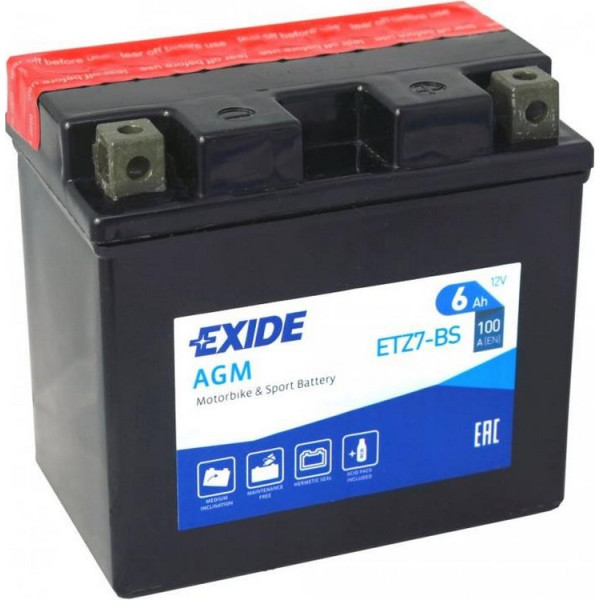 

Автомобильный аккумулятор Exide 6Ah-12v AGM (ETZ7-BS) (113х70х105) R, EN100