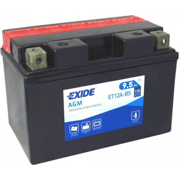 

Автомобильный аккумулятор Exide 9,5Ah-12v AGM (ET12A-BS) (150х87х105) L, EN130