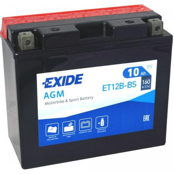 

Автомобильный аккумулятор Exide 10Ah-12v AGM (ET12B-BS) (150х70х130) L, EN160