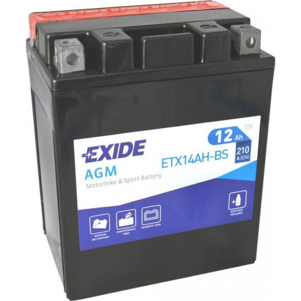 

Exide 12Ah-12v AGM (ETX14AH-BS) (134х89х164) L, EN210