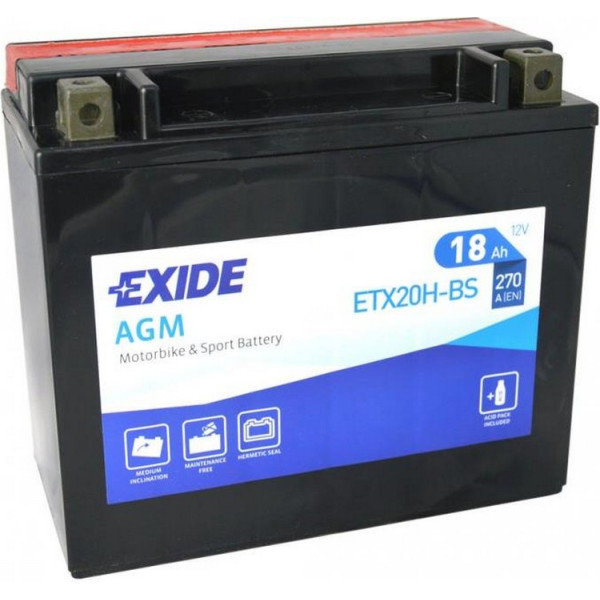 

Автомобильный аккумулятор Exide 18Ah-12v AGM (ETX20H-BS) (175х87х155) L, EN270
