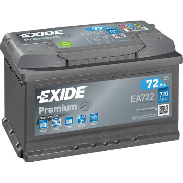

Автомобильный аккумулятор Exide 72Ah-12v PREMIUM(278х175х175),R,EN720