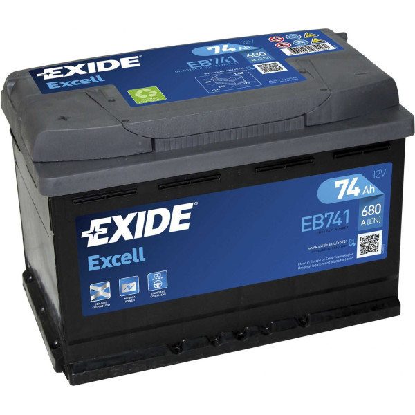 

Автомобильный аккумулятор Exide 74Ah-12v EXCELL(278х175х190),R,EN680
