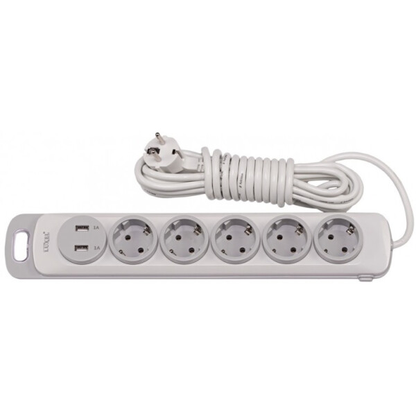 

Сетевой удлинитель Luxel Nota 5 розеток 3 М с заземлением и выключателем +2 USB гнезда (4373)