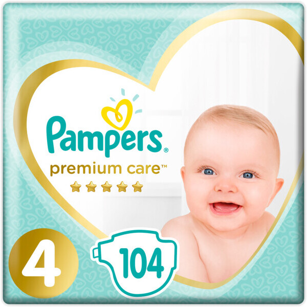 

Подгузники Pampers Premium Care размер 4, 9-14кг, 104 шт (4015400465447)