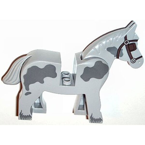 

LEGO Castle Horse - Dark Bluish Gray Spots and Covered Eyes (4493c01pb09)