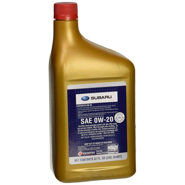 

Моторное масло Subaru "SYNTHETIC OIL 0W-20", 0.946л (SOA427V1310)