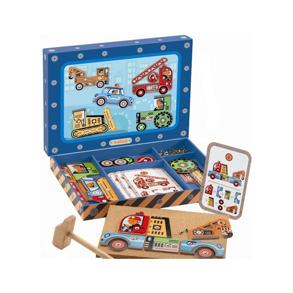 

Деревянная игра-аппликация с молоточком Djeco Транспорт