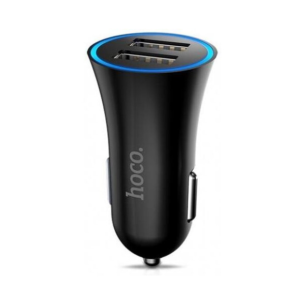

Автомобильное зарядное устройство 2USB Hoco UC204 Black (2.4A)