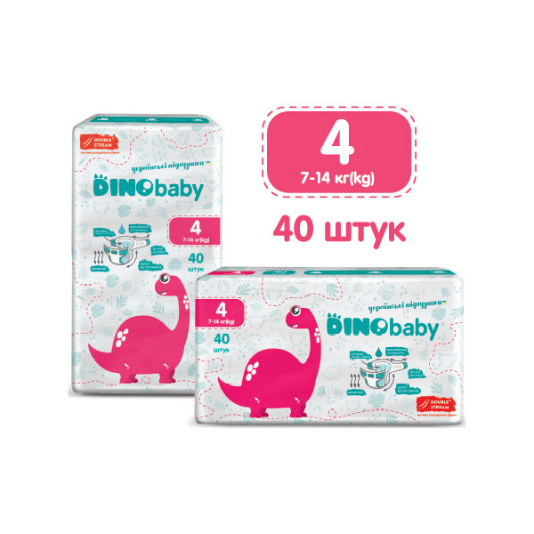 

Подгузники детские Dino Baby 4 (7-14кг) 40шт (4823098410591)