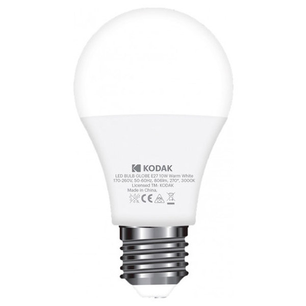 

Лампа светодиодная KODAK A60 E27 10W 220V 3000K (30419384/B-IK1)
