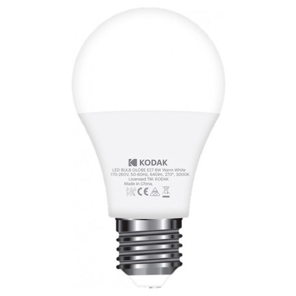

Лампа светодиодная KODAK A60 E27 8W 220V 3000K (30419360/B-IK1)